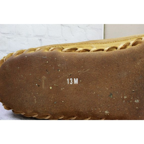 LL Bean Brown Suede Slip On Shearling Lined Ankle Slipper Boot Size 13 M - Picture 8 of 9